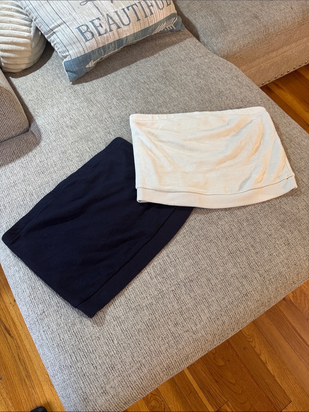 Women's Knit Tube Top - Navy and Cream